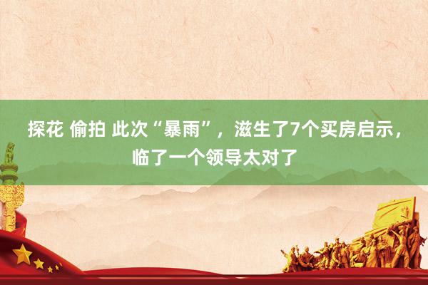 探花 偷拍 此次“暴雨”，滋生了7个买房启示，临了一个领导太对了