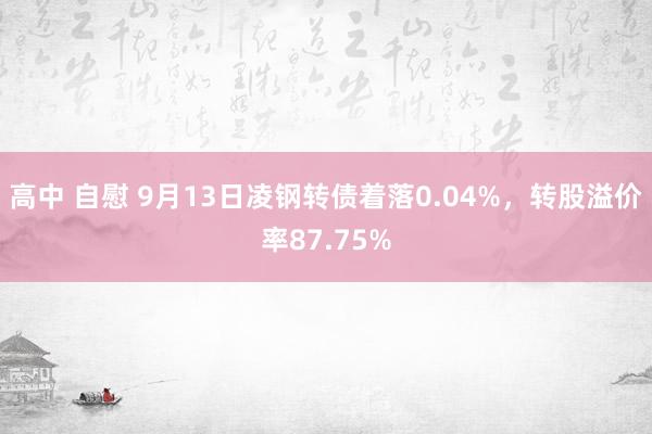 高中 自慰 9月13日凌钢转债着落0.04%，转股溢价率87.75%