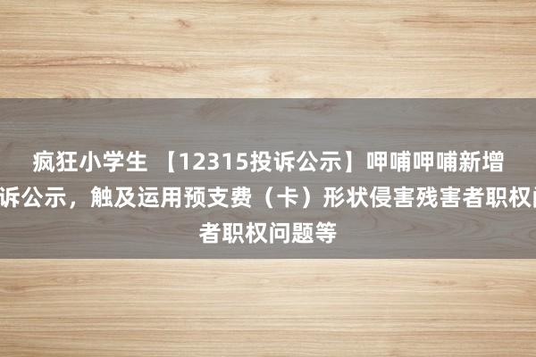 疯狂小学生 【12315投诉公示】呷哺呷哺新增2件投诉公示，触及运用预支费（卡）形状侵害残害者职权问题等