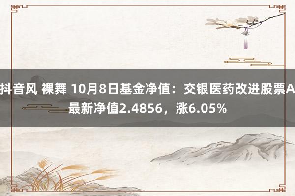 抖音风 裸舞 10月8日基金净值：交银医药改进股票A最新净值2.4856，涨6.05%