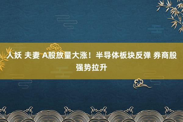 人妖 夫妻 A股放量大涨！半导体板块反弹 券商股强势拉升