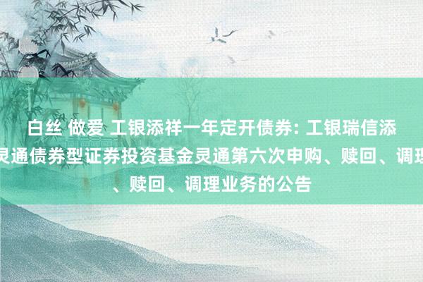 白丝 做爱 工银添祥一年定开债券: 工银瑞信添祥一年如期灵通债券型证券投资基金灵通第六次申购、赎回、调理业务的公告