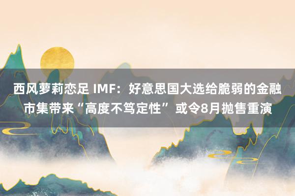 西风萝莉恋足 IMF：好意思国大选给脆弱的金融市集带来“高度不笃定性” 或令8月抛售重演