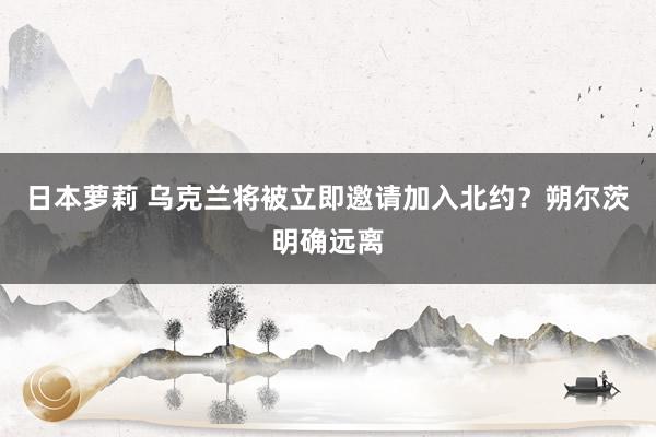 日本萝莉 乌克兰将被立即邀请加入北约？朔尔茨明确远离