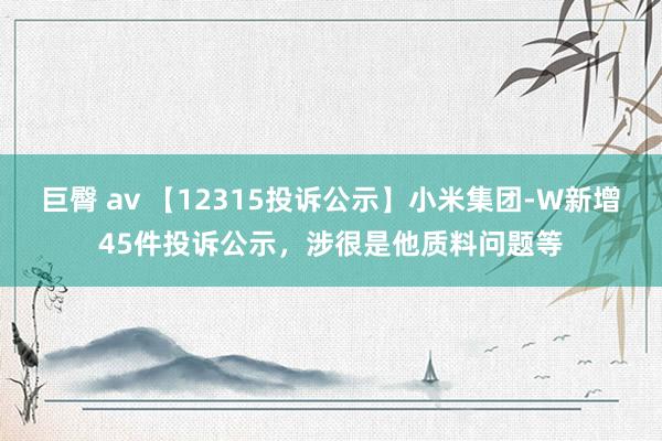 巨臀 av 【12315投诉公示】小米集团-W新增45件投诉公示，涉很是他质料问题等