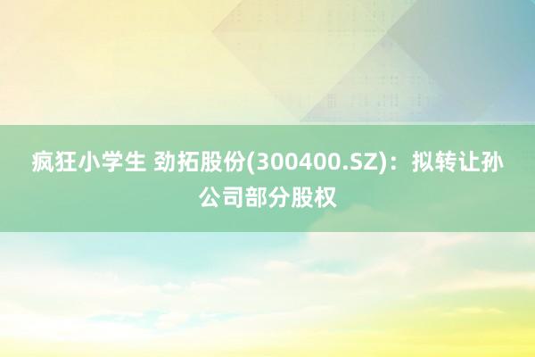 疯狂小学生 劲拓股份(300400.SZ)：拟转让孙公司部分股权