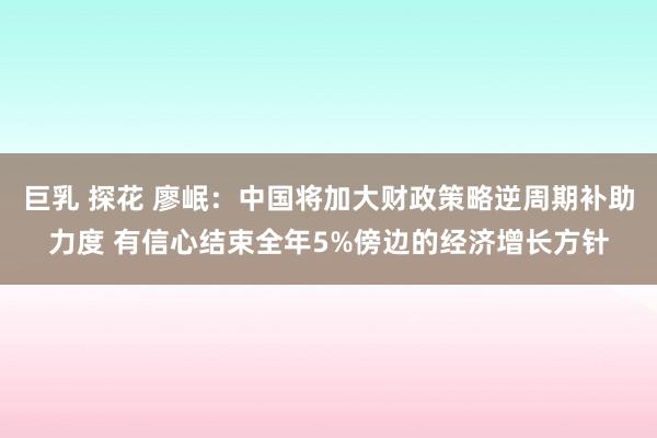 巨乳 探花 廖岷：中国将加大财政策略逆周期补助力度 有信心结束全年5%傍边的经济增长方针