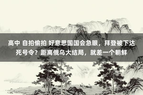 高中 自拍偷拍 好意思国国会急眼，拜登被下达死号令？距离俄乌大结局，就差一个朝鲜