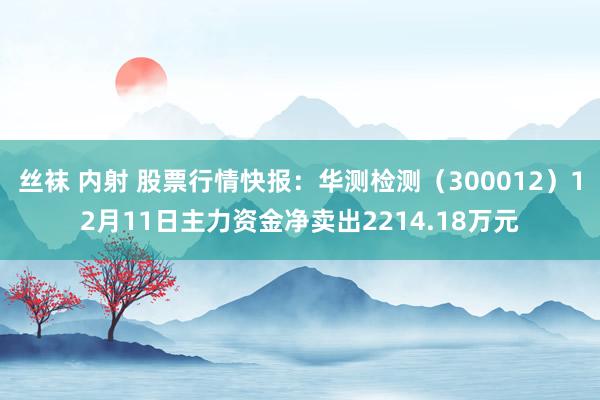 丝袜 内射 股票行情快报：华测检测（300012）12月11日主力资金净卖出2214.18万元