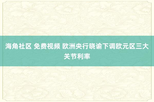 海角社区 免费视频 欧洲央行晓谕下调欧元区三大关节利率