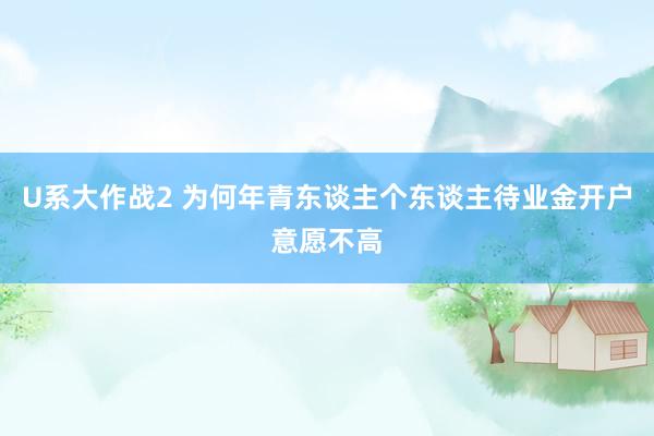 U系大作战2 为何年青东谈主个东谈主待业金开户意愿不高