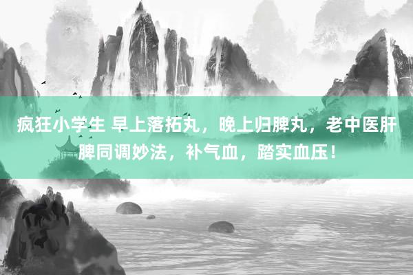 疯狂小学生 早上落拓丸，晚上归脾丸，老中医肝脾同调妙法，补气血，踏实血压！