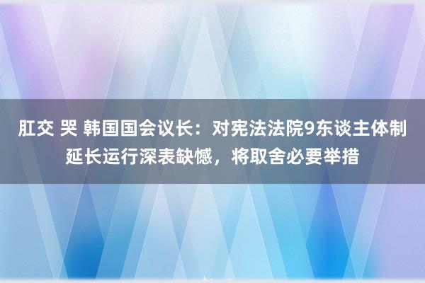 肛交 哭 韩国国会议长：对宪法法院9东谈主体制延长运行深表缺憾，将取舍必要举措