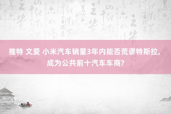 推特 文爱 小米汽车销量3年内能否荒谬特斯拉， 成为公共前十汽车车商?