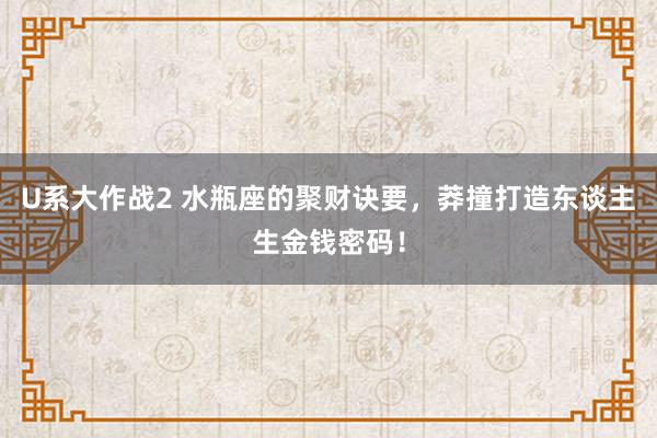 U系大作战2 水瓶座的聚财诀要，莽撞打造东谈主生金钱密码！