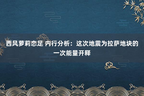 西风萝莉恋足 内行分析：这次地震为拉萨地块的一次能量开释