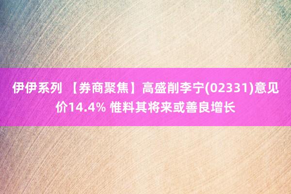 伊伊系列 【券商聚焦】高盛削李宁(02331)意见价14.4% 惟料其将来或善良增长