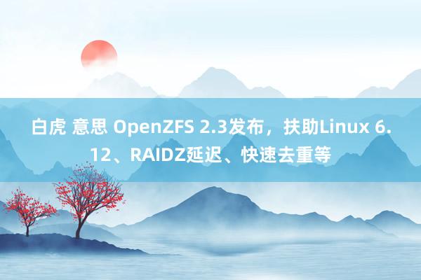 白虎 意思 OpenZFS 2.3发布，扶助Linux 6.12、RAIDZ延迟、快速去重等