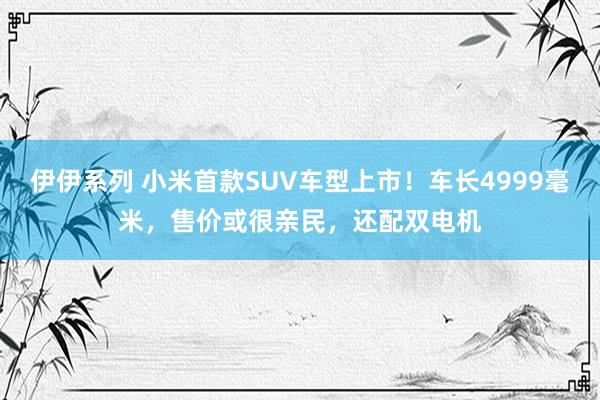 伊伊系列 小米首款SUV车型上市！车长4999毫米，售价或很亲民，还配双电机