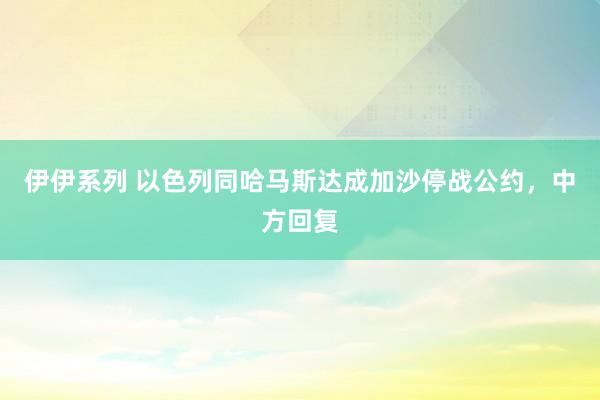 伊伊系列 以色列同哈马斯达成加沙停战公约，中方回复